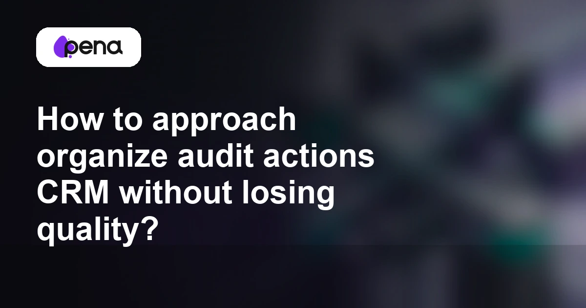 How to approach organize audit actions CRM without losing quality? — Pena