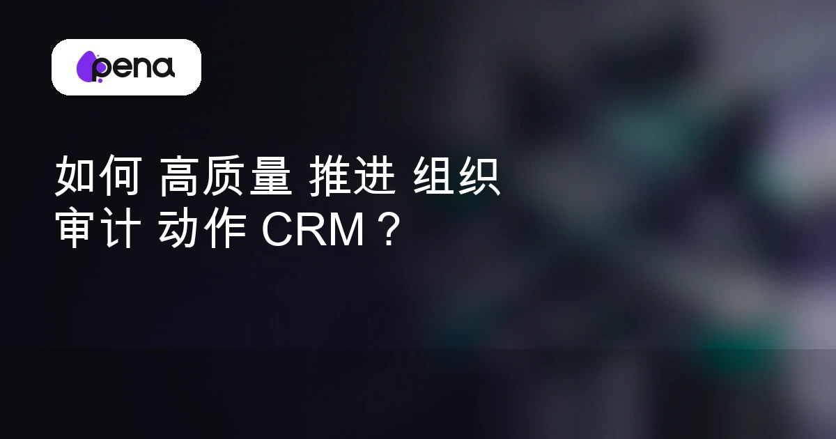 如何 高质量 推进 组织 审计 动作 CRM？ — Pena